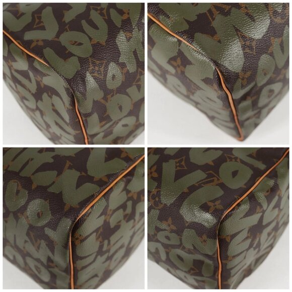LOUIS VUITTON Monogram Graffiti Speedy 30 Bag Green Khaki - Picture 16 of 16